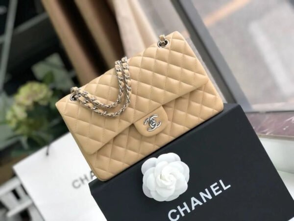 644F0C3B-8692-6BD2-2274-CB83827D1B93.jpg Chanel Classic Handbag Silver Hardware BeigeFor Women, Women’s Bags, Shoulder And Crossbody Bags 10.2in/26cm A01112