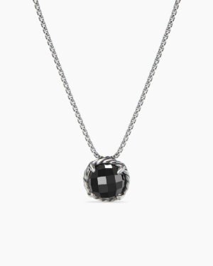 Petite Chatelaine Necklace Sterling Silver with Black Onyx, 10mm