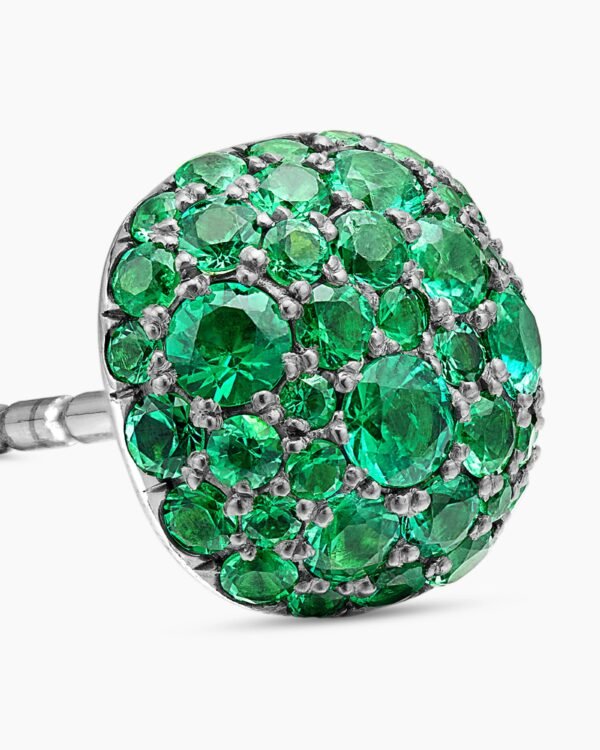 64F1D587-7BB9-785A-9192-459AECAC7A18.jpg Cushion Stud Earrings 18K White Gold with Pavé Emeralds, 8mm