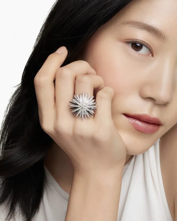 Starburst Ring Sterling Silver with Diamonds - 6