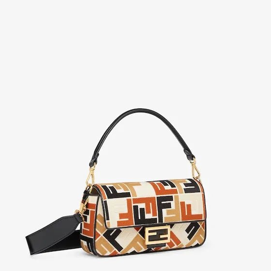 Baguette Multicolor canvas bag with FF embroidery - 26*16cm
