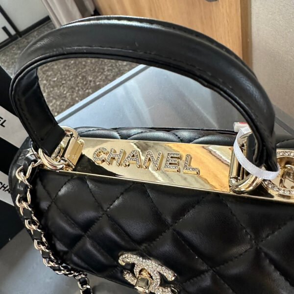 Flap Bag with Top Handle - Black