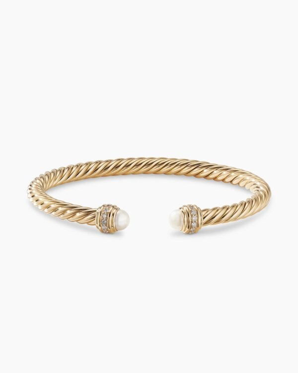 Classic Cablespira&reg; Bracelet 18K Yellow Gold with Pearls and Diamonds, 5mm