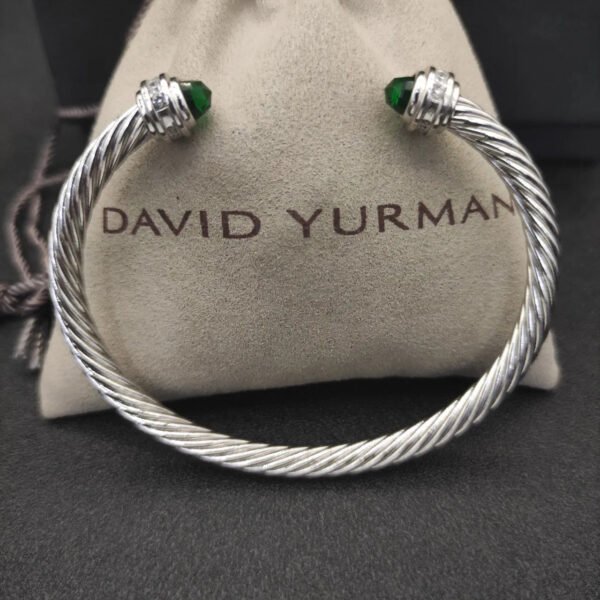 Classic Cable Bracelet Sterling Silver with Prasiolite and Diamonds, 5mm