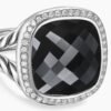 Albion&reg; Ring Sterling Silver with Black Onyx and Diamonds, 14mm - 6
