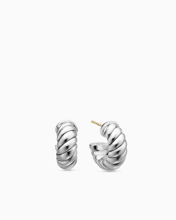 Sculpted Cable Shrimp Earrings Sterling Silver, 20.5mm