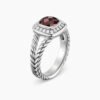 Petite Albion Ring Sterling Silver with Garnet and Diamonds, 7mm