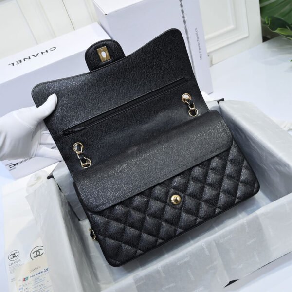 Chanel Large Classic Handbag Grained Calfskin & Gold-Tone Metal A58600
