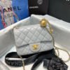 682E70E7-C42D-E14B-0A06-7D141CC6F28E.jpg Chanel Classic Flap With Charm Chain With CC Details On Strap Bag 17cm/7inch Gold Hardware Grey