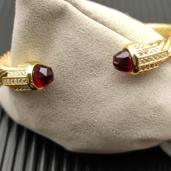 7mm Cable Bracelet with Garnet & Diamond Accents