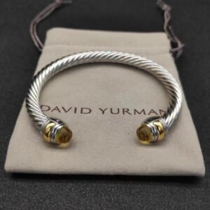 Classic Cable Bracelet Sterling Silver with 14K Yellow Gold and Citrine, 7mm