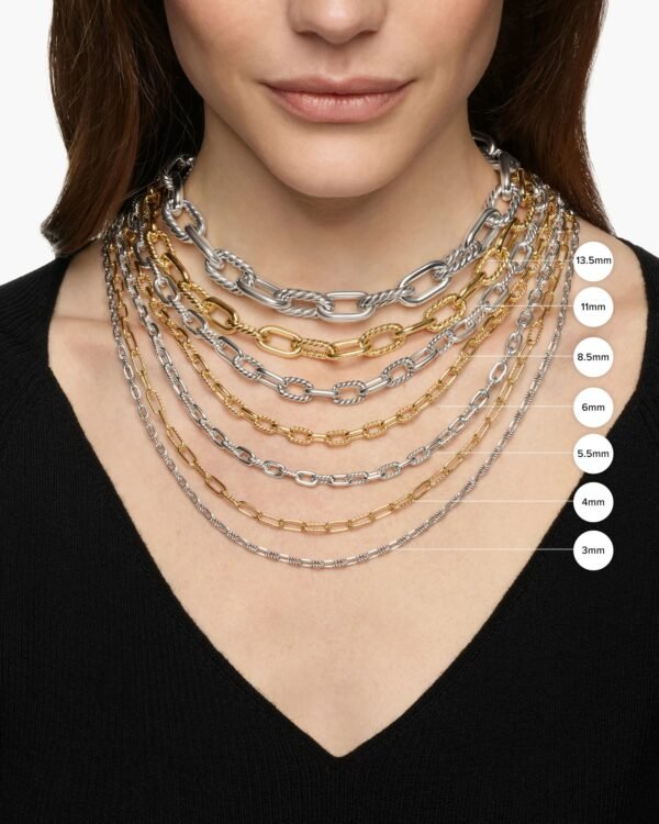 DY Madison&reg; Toggle Chain Necklace Sterling Silver with 18K Yellow Gold, 11mm