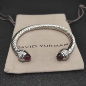 69DBF89C-5F15-148A-C426-13EFB5D829F2.jpg Classic Cable Bracelet Sterling Silver with Garnets and Diamonds, 7mm