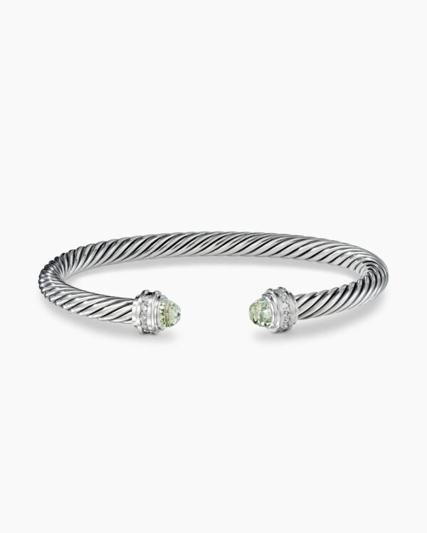 6A1CE79D-98A2-A07A-2004-48465CE3D353.jpg Classic Cable Bracelet Sterling Silver with Prasiolite and Diamonds, 5mm