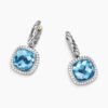 Albion&reg; Drop Earrings Sterling Silver with Blue Topaz and Diamonds