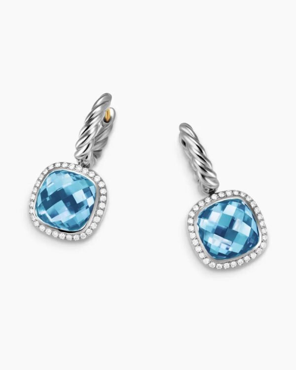 Albion&reg; Drop Earrings Sterling Silver with Blue Topaz and Diamonds