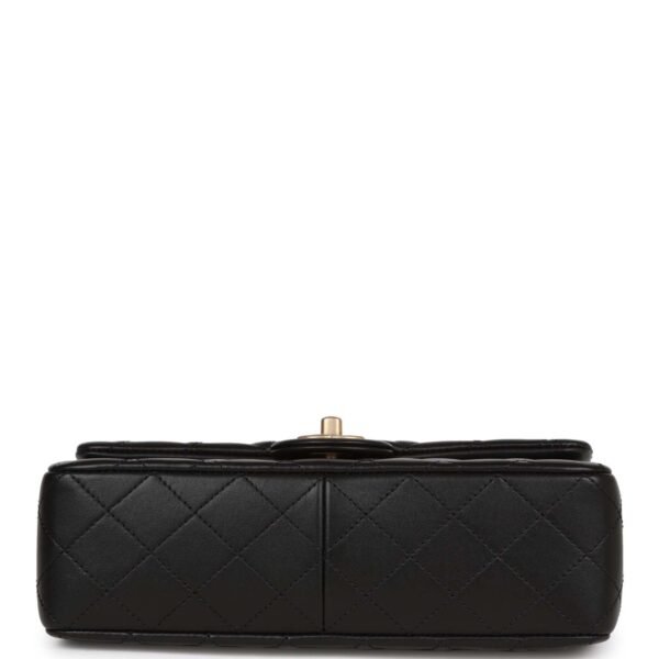 Medium Camellia Crush Flap Bag Black Lambskin Antique Gold Hardware