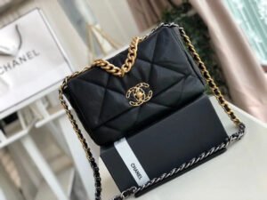6B17F9B8-97B0-38CD-B457-1D3083F4D43C.jpg Chanel 19 HandBag Black For Women 10.1in/26cm AS1160