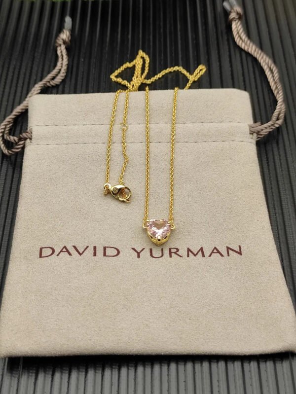 Chatelaine&reg; Heart Pendant Necklace 18K Yellow Gold with Morganite, 8mm