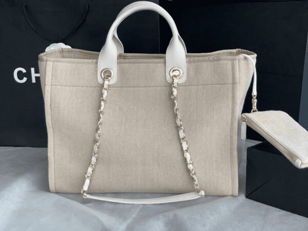 Chanel Mixed Fibers Calfskin Deauville Tote Light Grey