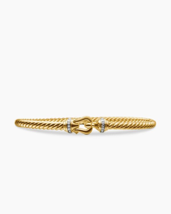 Buckle Cablespira&reg; Bracelet 18K Yellow Gold with Diamonds, 4mm