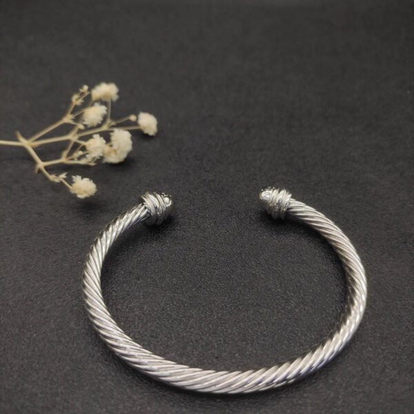 Classic Cable Bracelet Silver and  Half Diamonds 5 MM