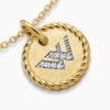 Initial Charm Necklace 18K Yellow Gold with Diamond W