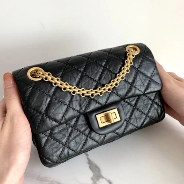 6E193EE0-A92C-B50D-710B-49ABCA6F396E.jpg Chanel Mini 2.55 Handbag Black For Women Gold Toned Hardware 7.8in/20cm AS0874 Y04634 94305