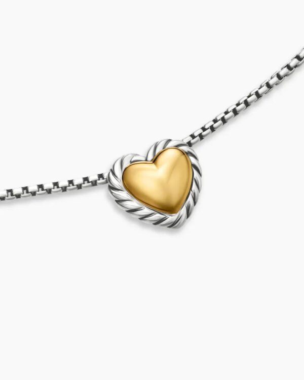 Cable Collectibles&reg; Cookie Classic Heart Necklace Sterling Silver with 18K Yellow Gold, 8.5mm