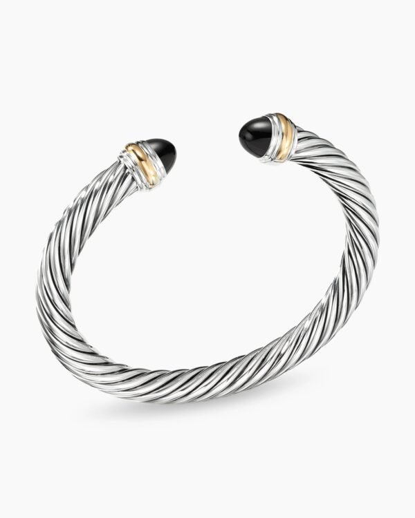 6E4C9DDF-2FD2-8B39-3FCE-0FDC4601E1CD.jpg Classic Cable Bracelet Sterling Silver with 14K Yellow Gold and Black Onyx, 7mm