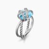 Cable Wrap Ring Sterling Silver with Blue Topaz and Diamonds - 6