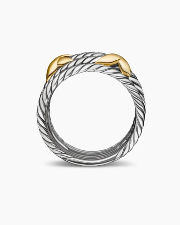 6EEC9F4C-7632-1BC7-6E0A-1D468C3A6985.jpg Double X Crossover Ring Sterling Silver with 18K Yellow Gold - 6