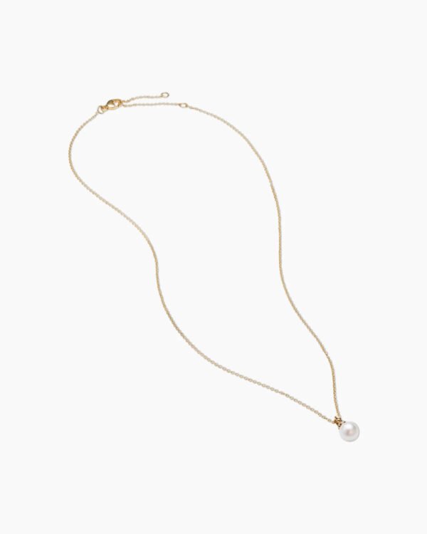 Petite Solari Pendant Necklace 18K Yellow Gold with Pearl and Diamonds, 11.5mm