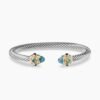 Renaissance Classic Cable Bracelet Sterling Silver with 14K Yellow Gold, Blue Topaz and Lapis, 5mm
