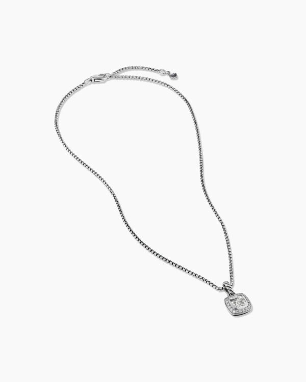Petite Albion Pendant Necklace Sterling Silver with White Topaz and Diamonds, 7mm