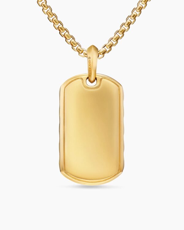 Sculpted Cable Tag 18K Yellow Gold, 42mm