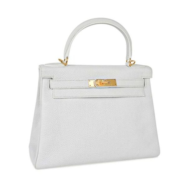 71229941-CD49-6744-C632-2D29955FE658.jpg Kelly 28 Retourne Bag White Clemence Leather with Gold Hardware