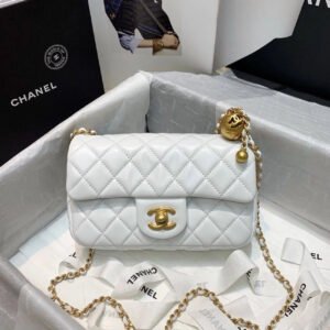 714C8805-4AAA-A1EA-C89C-47147C7527F9.jpg Chanel Flap Bag With CC Ball On Strap White For Women, Women’s Handbags, Shoulder And Crossbody Bags 7.8in/20cm AS1787