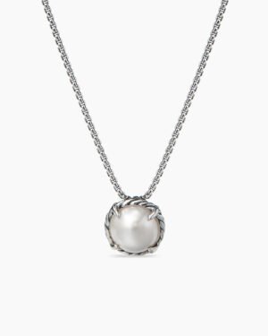 Petite Chatelaine Necklace Sterling Silver with Pearl, 10mm