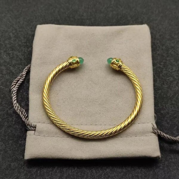 Renaissance&reg; Classic Cable Bracelet Sterling gold with 14K Yellow Gold, Peridot and Lapis, 5mm