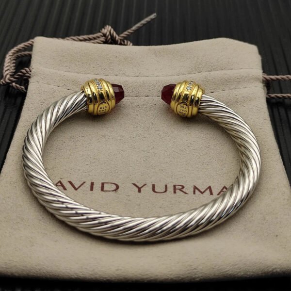 71C0DD10-A086-4584-6B6C-3977DCF51440.jpg Classic Cablespira® Bracelet Sterling Silver with 14K Yellow Gold,Rhodolite Garne and Diamonds, 7mm