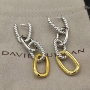 DY Mercer&reg; Linked Drop Earrings Sterling Silver 14K Yellow Gold with