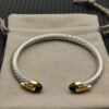 5mm Cable Bracelet with Black Onyx & Diamond Accents