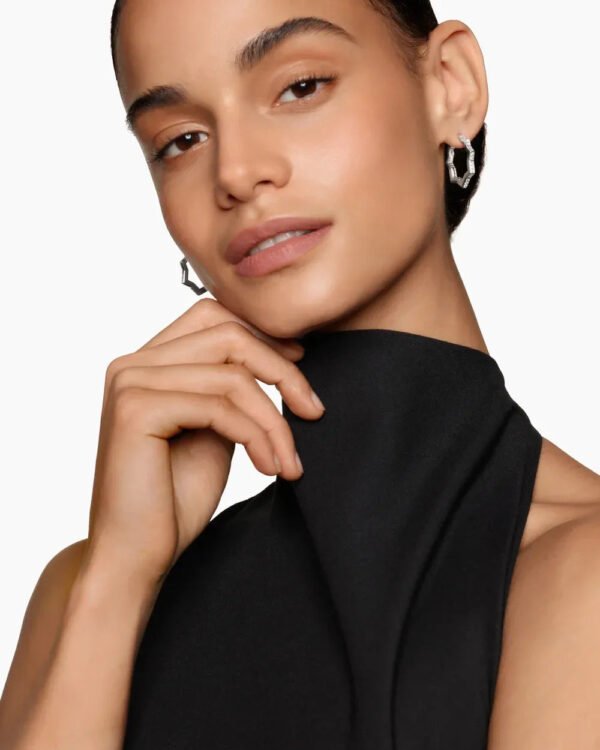 Zig Zag Stax??Hoop Earrings Sterling Silver with Diamonds