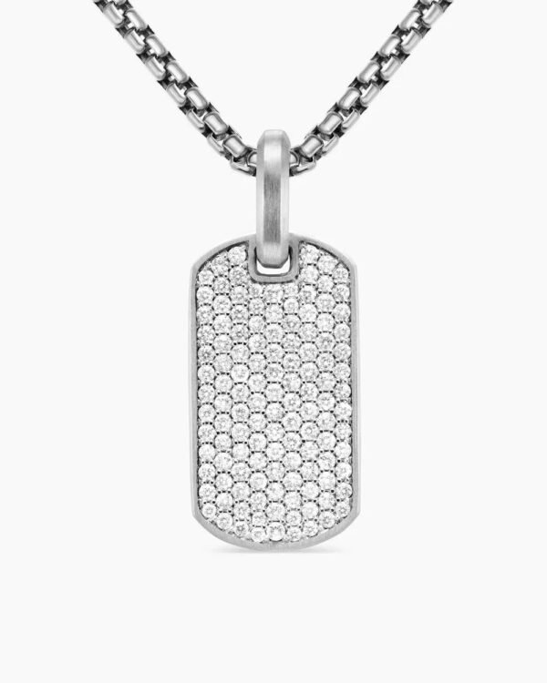 72E27614-FC25-9BD5-653C-7744D22B0E9B.jpg Chevron Tag Sterling Silver with Diamonds, 27mm