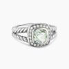 Petite Albion Ring Sterling Silver with Prasiolite and Diamonds, 7mm