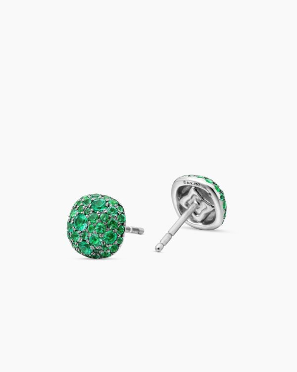 73CF0E64-13FF-B352-36AC-E00C0D1567D8.jpg Cushion Stud Earrings 18K White Gold with Pavé Emeralds, 8mm