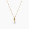 Petite Solari Pendant Necklace 18K Yellow Gold with Pearl and Diamonds, 11.5mm
