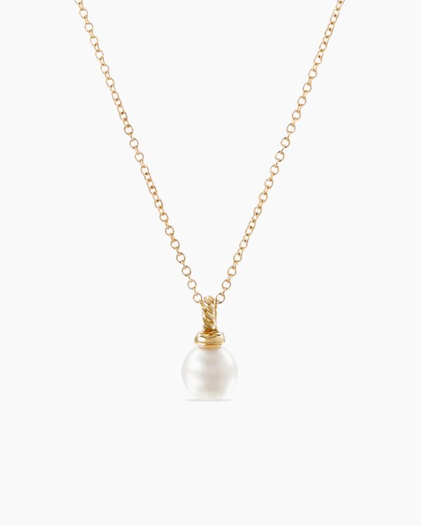 Petite Solari Pendant Necklace 18K Yellow Gold with Pearl and Diamonds, 11.5mm