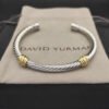 74DC22BC-4114-B573-3866-1A9D17A80236.jpg David Yurman 5mm 18k Gold and Sterling Silver Diamond Station Cable Bracelet